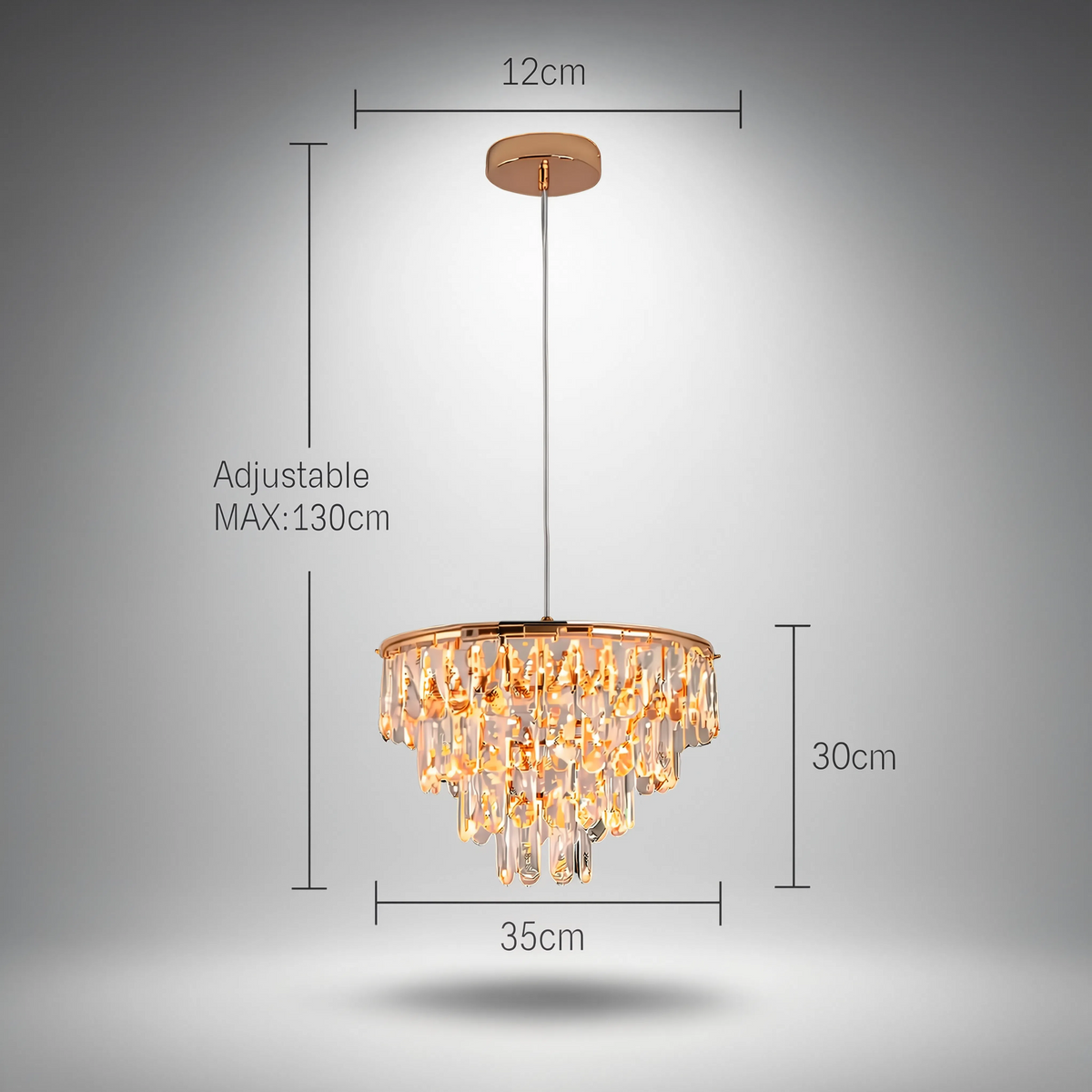 Mini Lustre Cristal Doré 35 cm | Cristalore