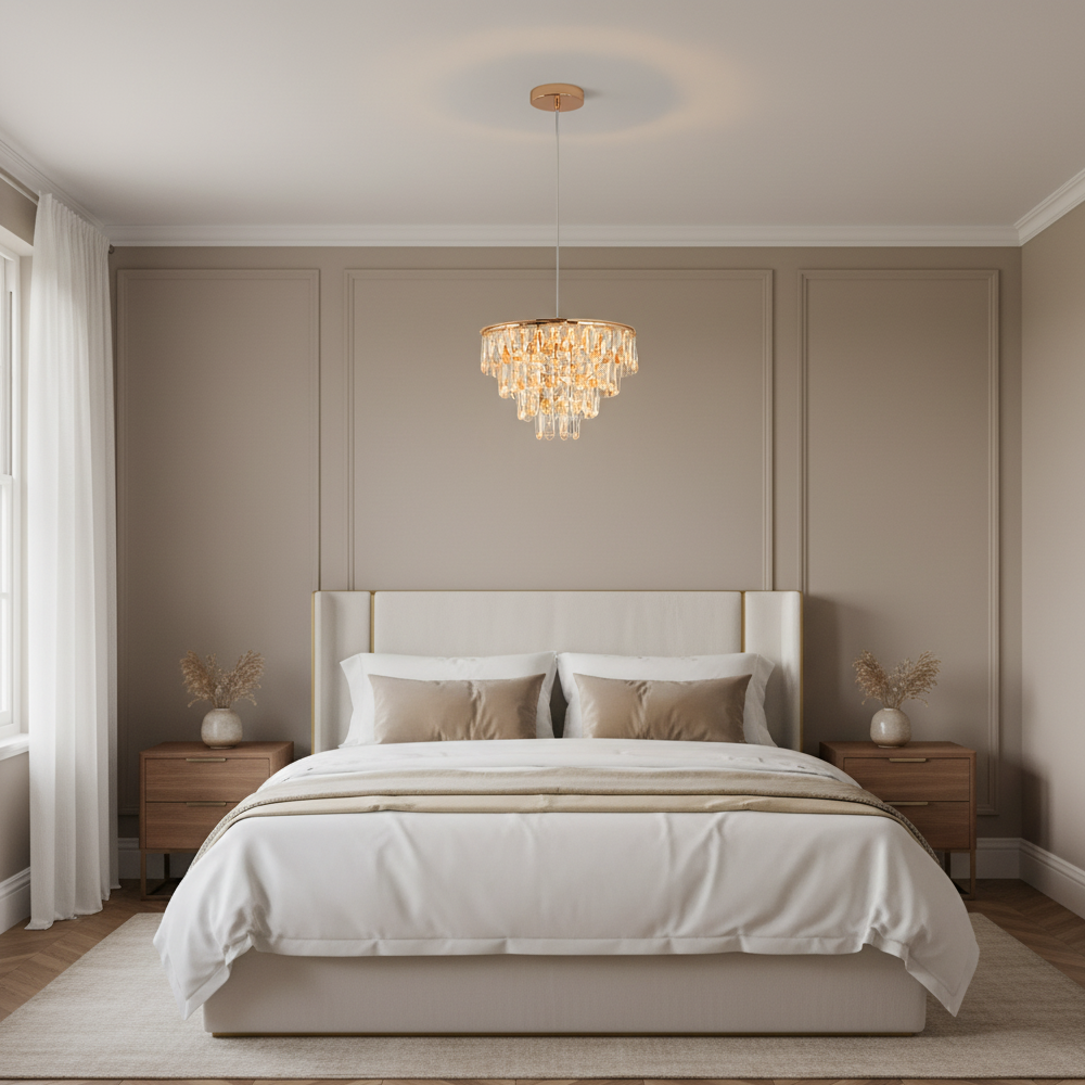 Mini Lustre Cristal Doré 35 cm | Cristalore