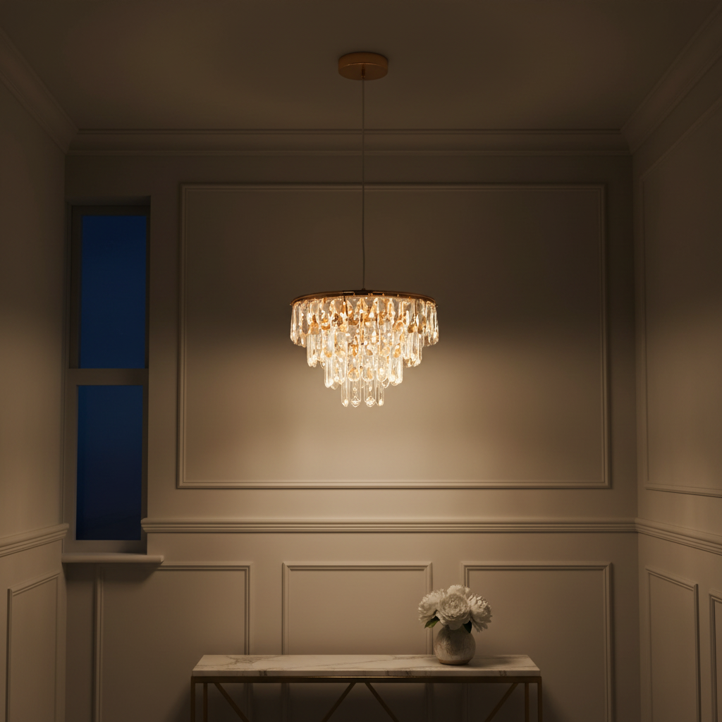 Mini Lustre Cristal Doré 35 cm | Cristalore