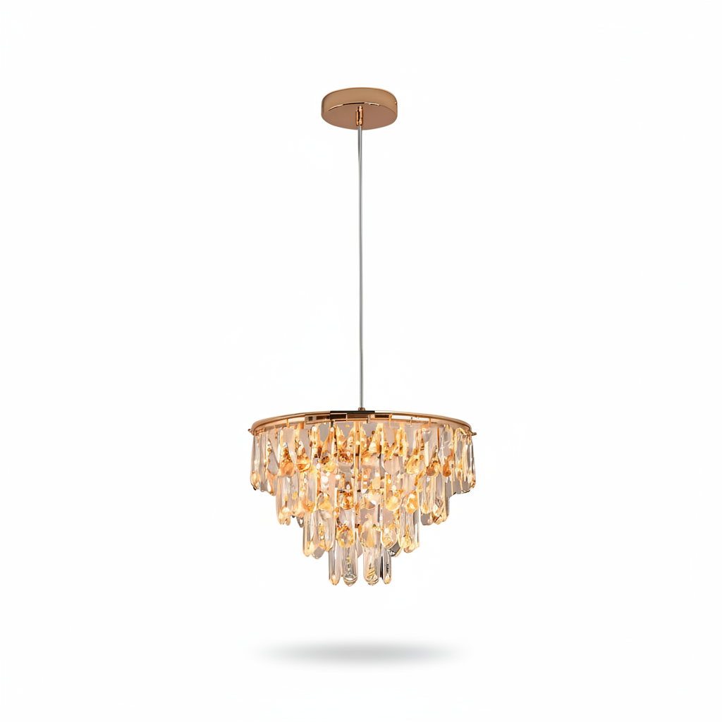 Mini Lustre Cristal Doré 35 cm | Cristalore
