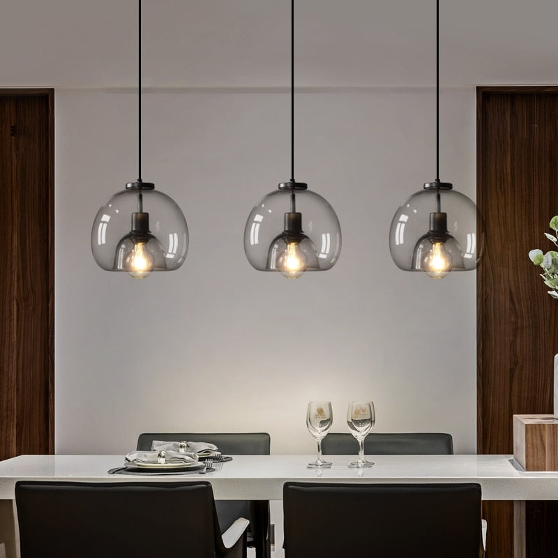 Lustre Filaire Noir - Globes de Verre | Filnéra