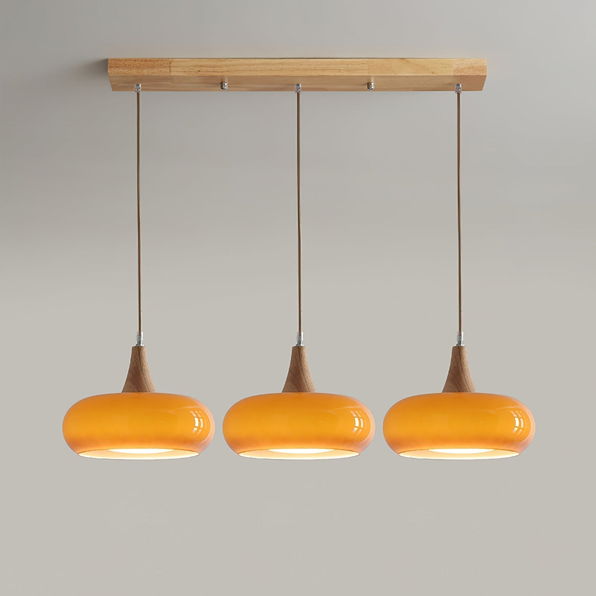 Suspension Bois & Verre Ambré - Lumière Chaude | Charléa