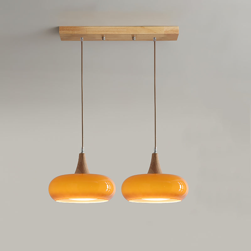 Suspension Bois & Verre Ambré - Lumière Chaude | Charléa