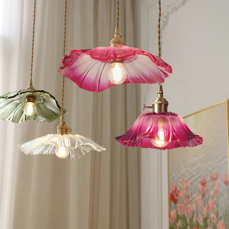 Plafonnier Verre Floral - Art Déco Coloré | Blossélia