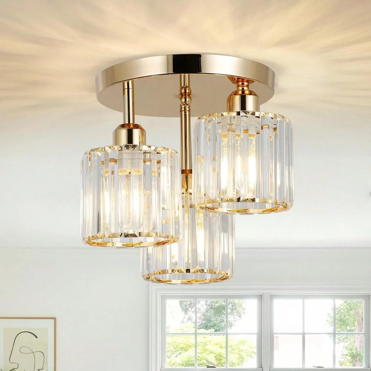 Plafonnier Verre - Trio Base Dorée | Triovéa
