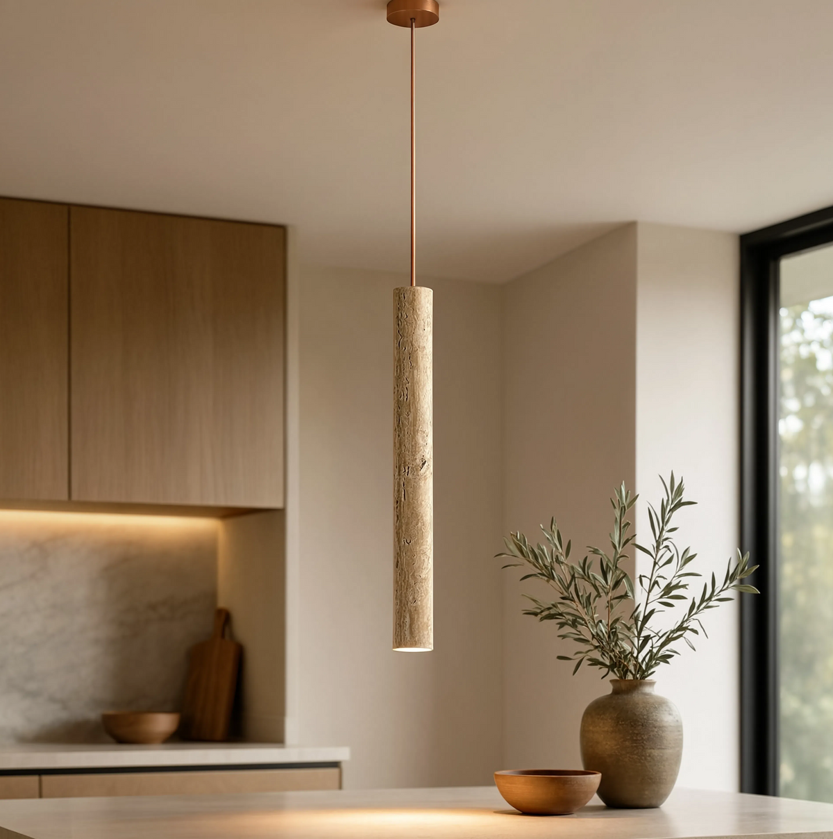 Suspension Travertin Jaune - Esprit Nordique | Travondia