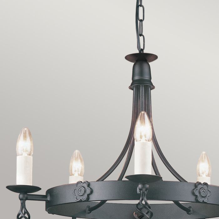 Lustre Roue Noire - Cinq Lumières | Beléa