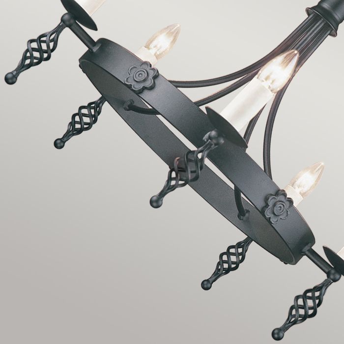 Lustre Roue Noire - Cinq Lumières | Beléa