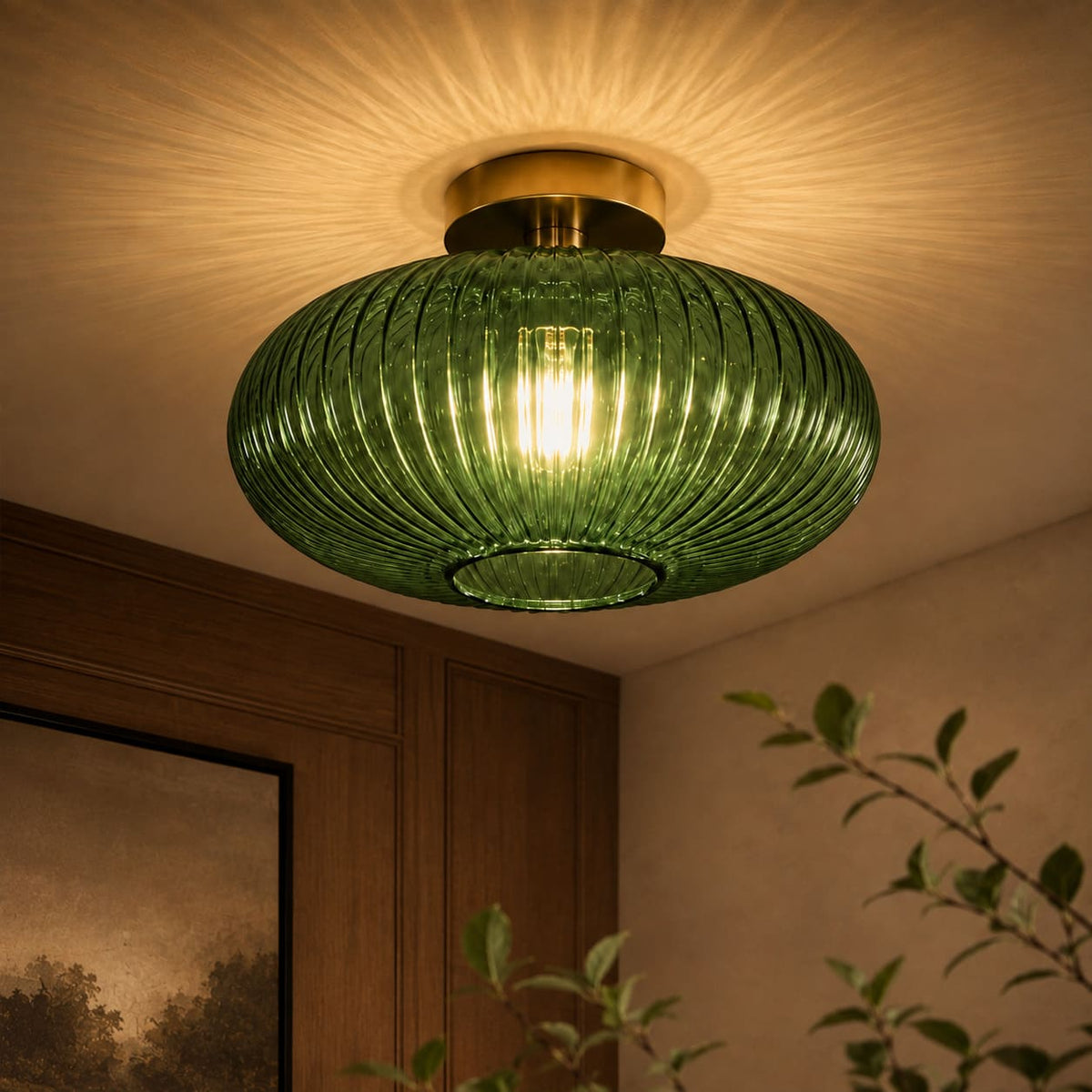 Plafonnier Vintage - Verre Soufflé Coloré | Cristalia