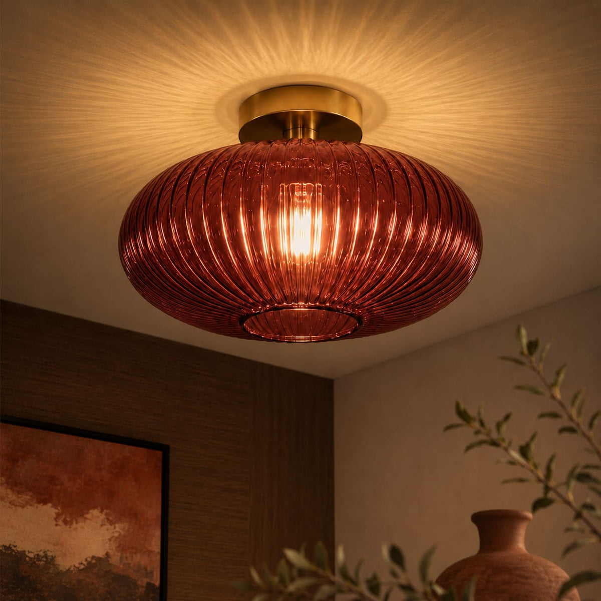 Plafonnier Vintage - Verre Soufflé Coloré | Cristalia