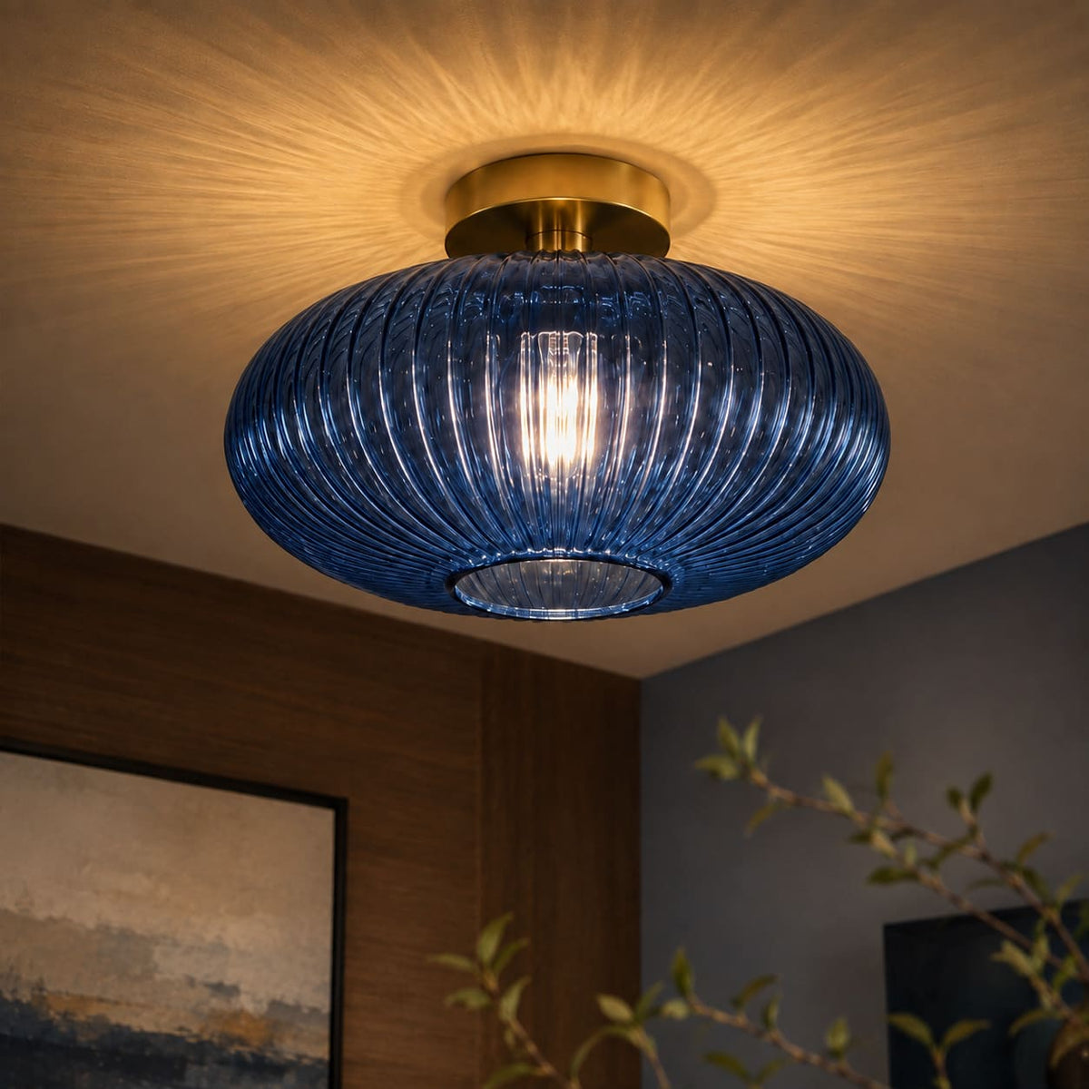 Plafonnier Vintage - Verre Soufflé Coloré | Cristalia