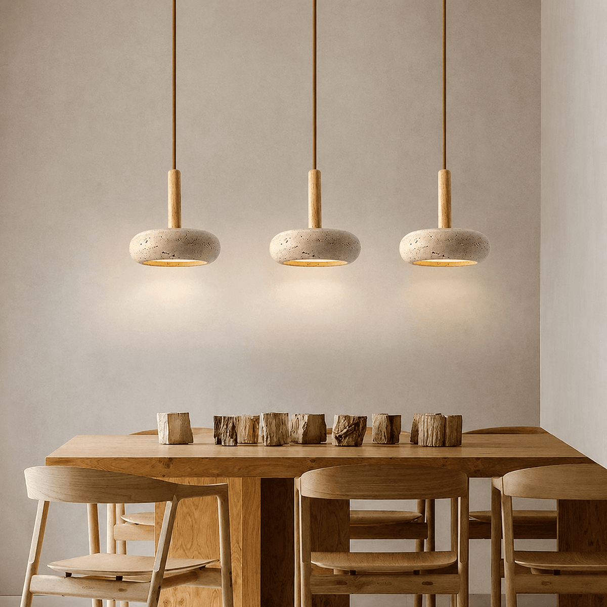 Suspension Travertin - Galet sur Bois | Livéa