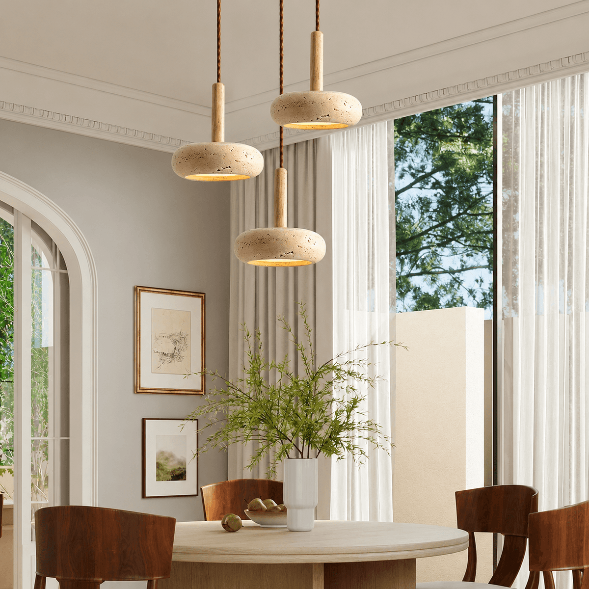 Suspension Travertin - Galet sur Bois | Livéa