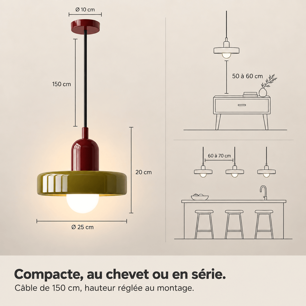 Suspension Rétro - Verre Coloré Opalin | Nolia
