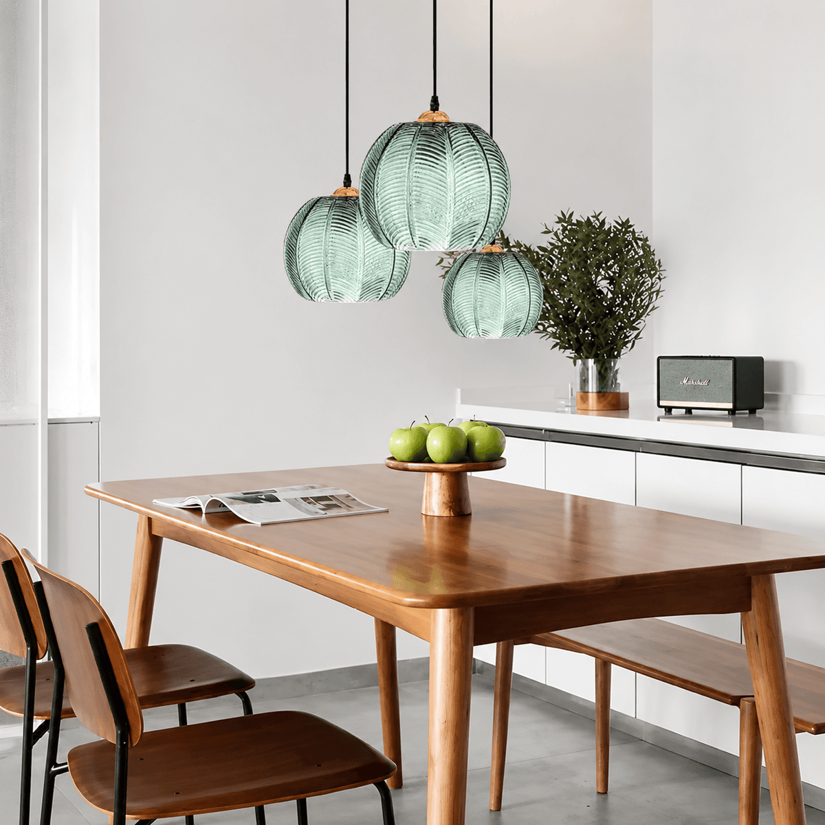 Suspension Verre Strié - Motif Végétal | Palméa