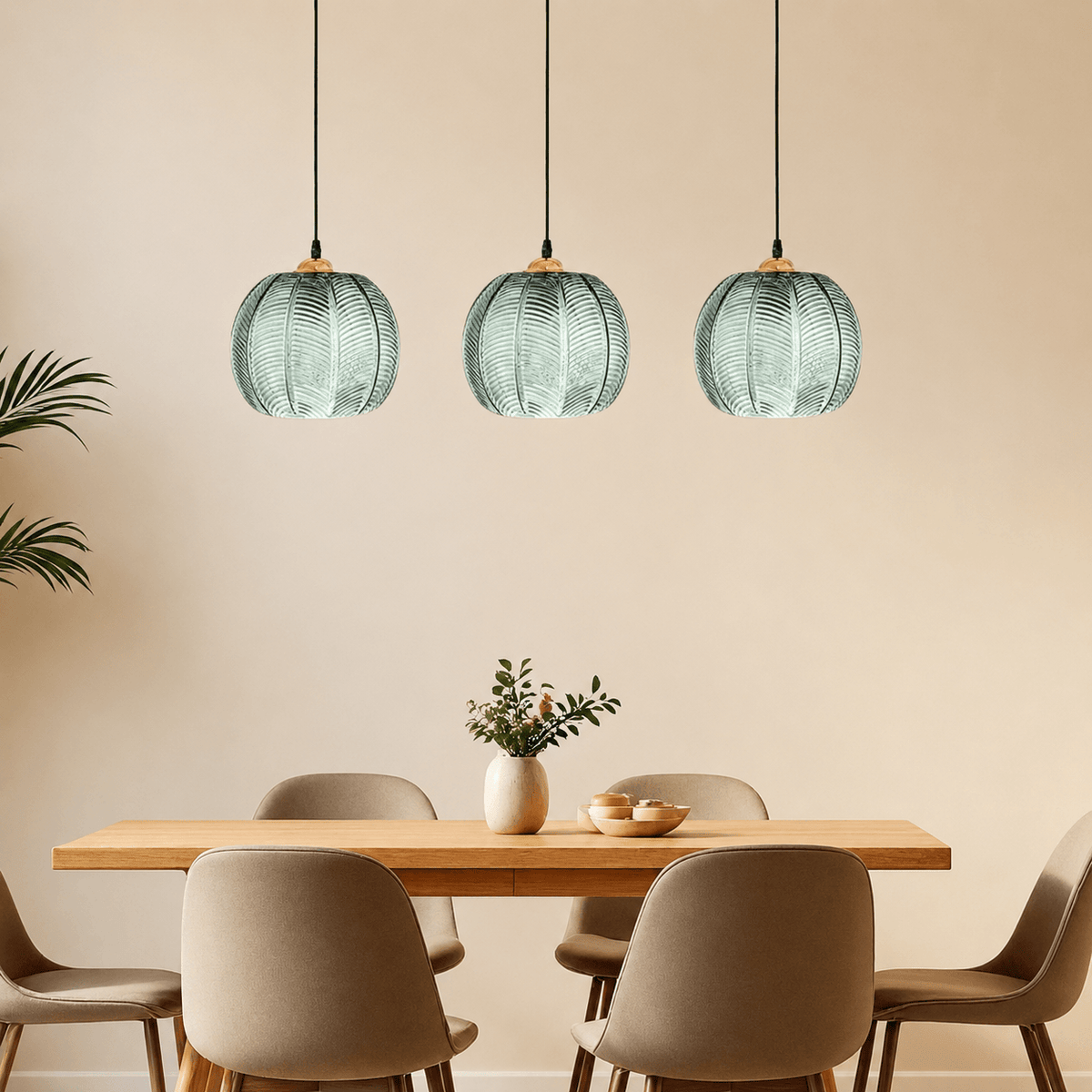 Suspension Verre Strié - Motif Végétal | Palméa