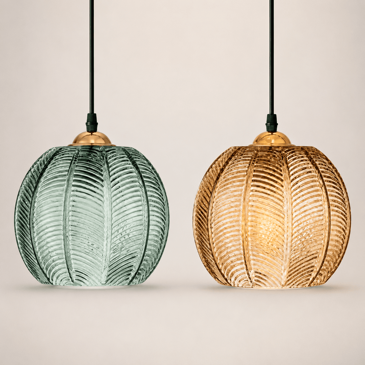 Suspension Verre Strié - Motif Végétal | Palméa