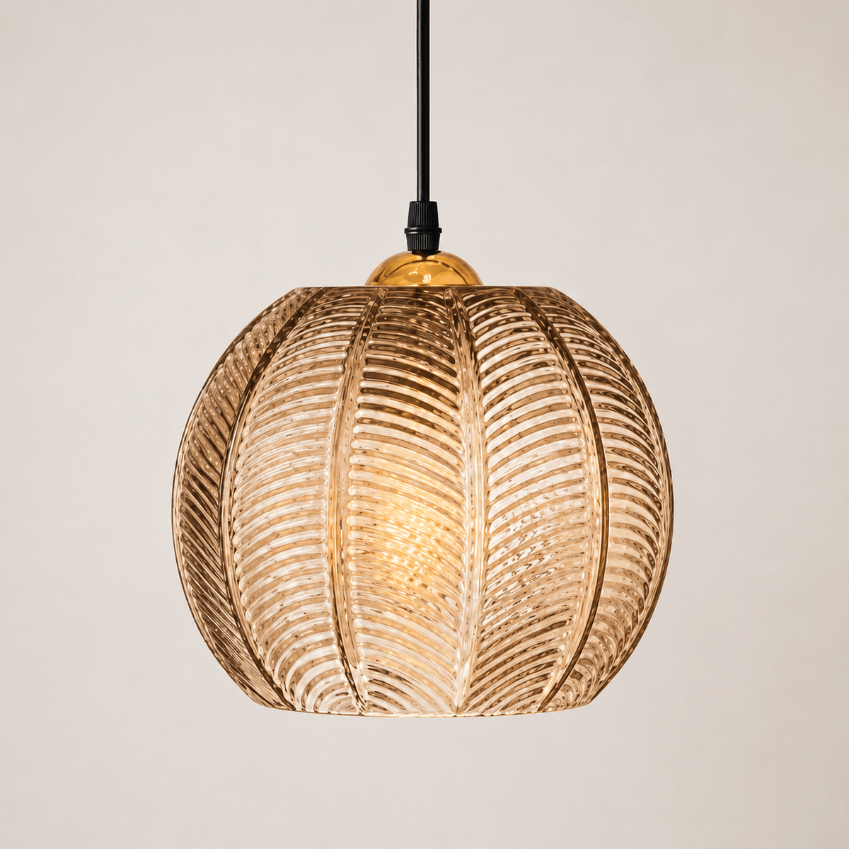 Suspension Verre Strié - Motif Végétal | Palméa