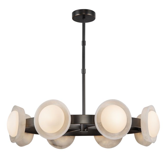 Lustre LED 8 Lumières - Bronze & Albâtre | Alonza