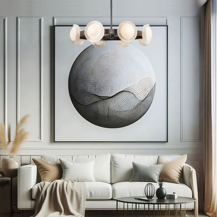 Lustre LED 8 Lumières - Bronze & Albâtre | Alonza