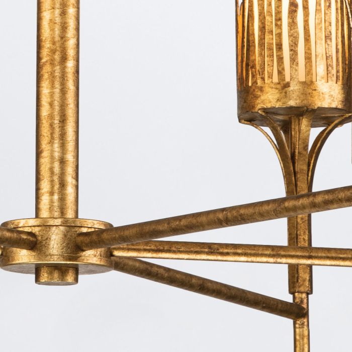 Lustre 6 Lumières - Feuille d'Or Patinée | Sawéa