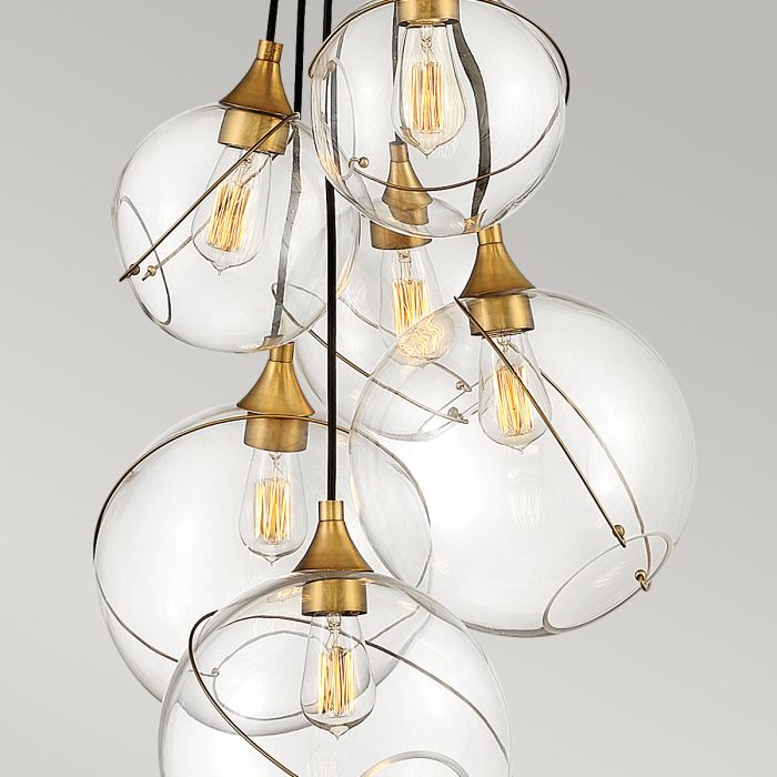 Lustre 6 Globes de Verre - Laiton Patiné | Skyléa