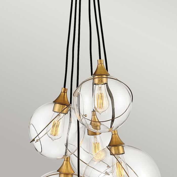 Lustre 6 Globes de Verre - Laiton Patiné | Skyléa