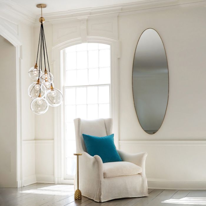 Lustre 6 Globes de Verre - Laiton Patiné | Skyléa