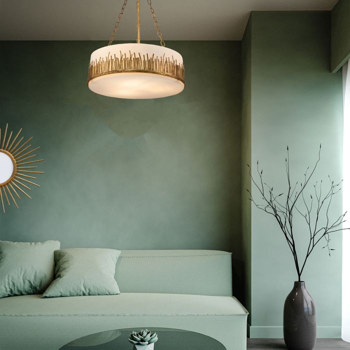 Lustre Tambour Sculptural - Feuille d'Or | Sawgréa Grand