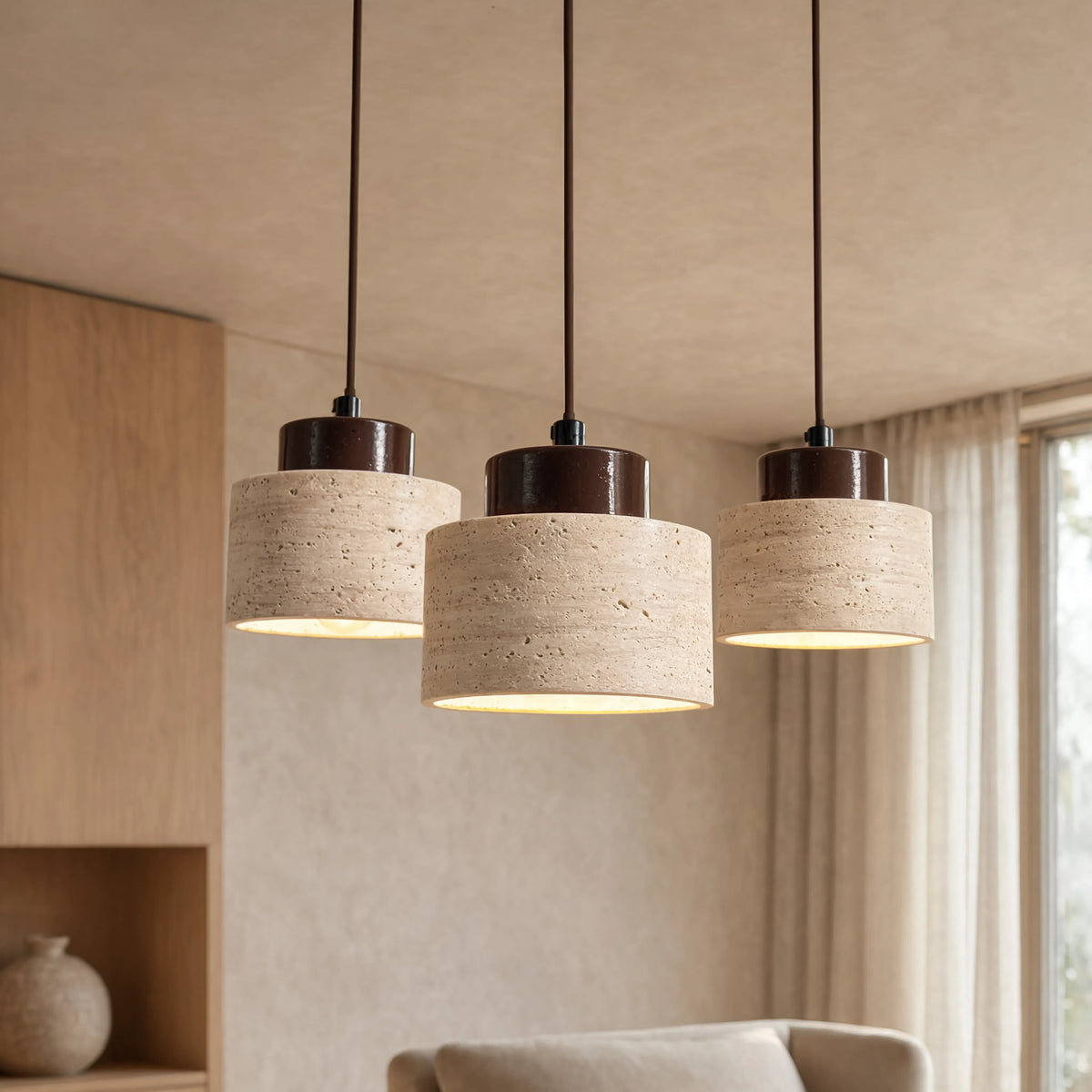 Suspension Travertin - Tambour Compact | Véliane