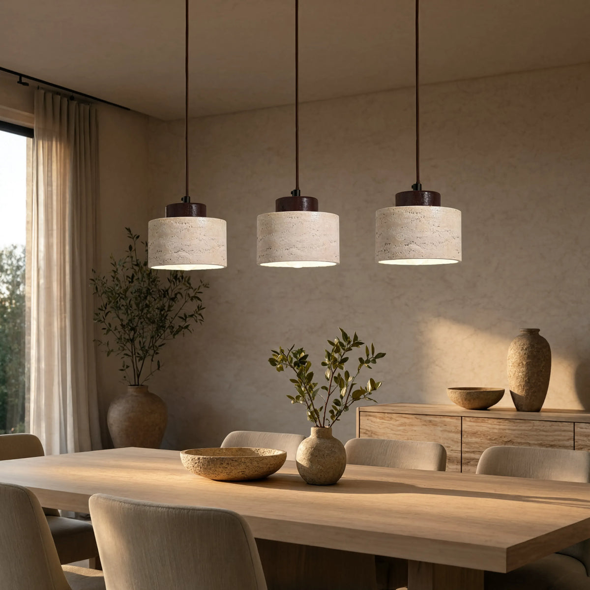 Suspension Travertin - Tambour Compact | Véliane