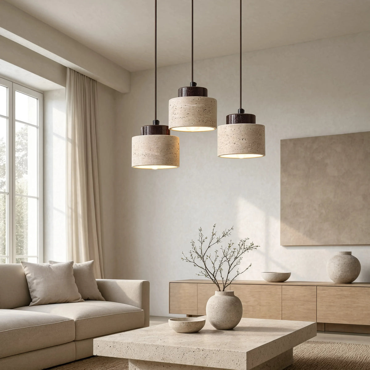 Suspension Travertin - Tambour Compact | Véliane