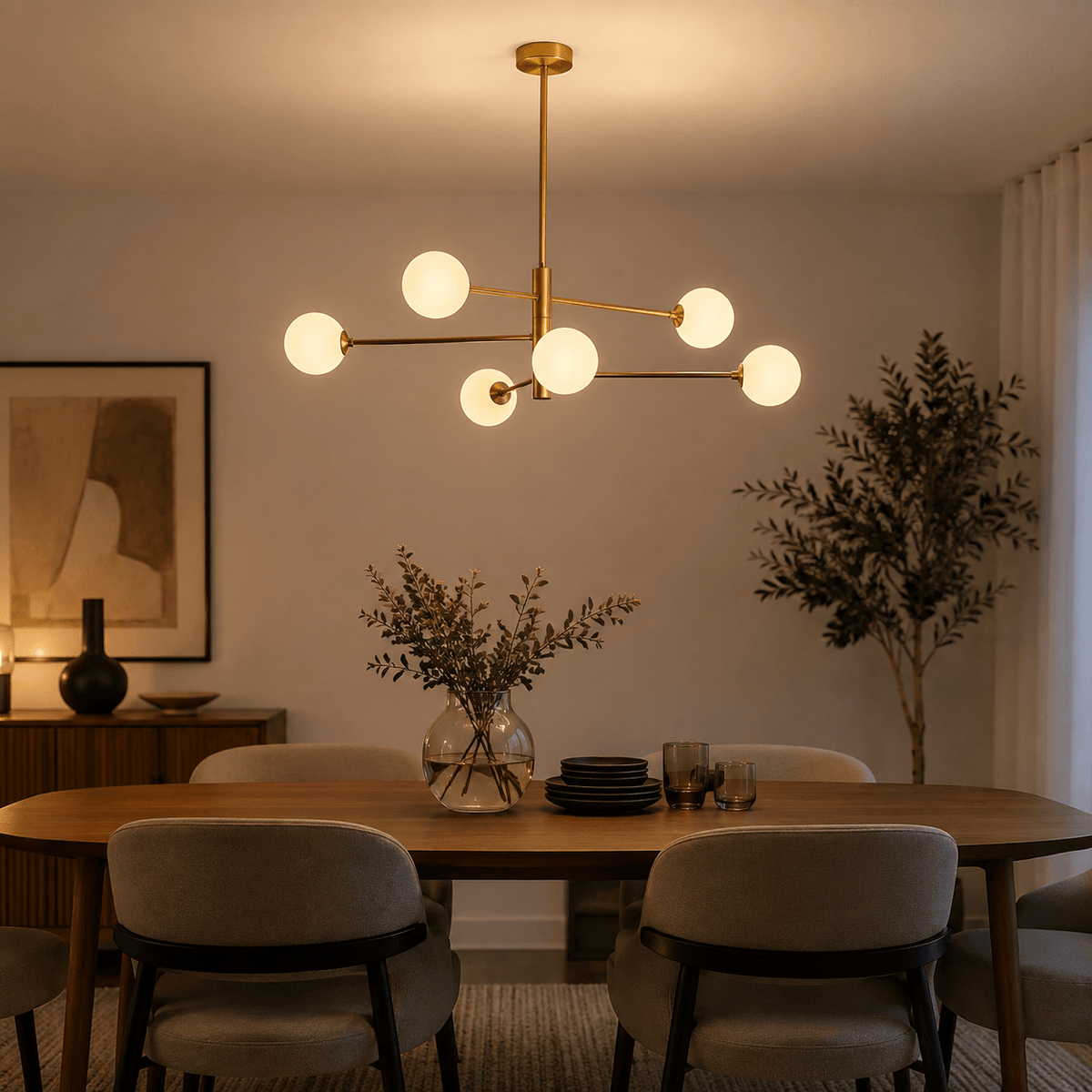 Lustre Moderne - Globes de Verre Opalin | Végalia